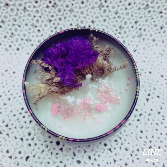 DIY aroma candle with glass cup and dried flower set