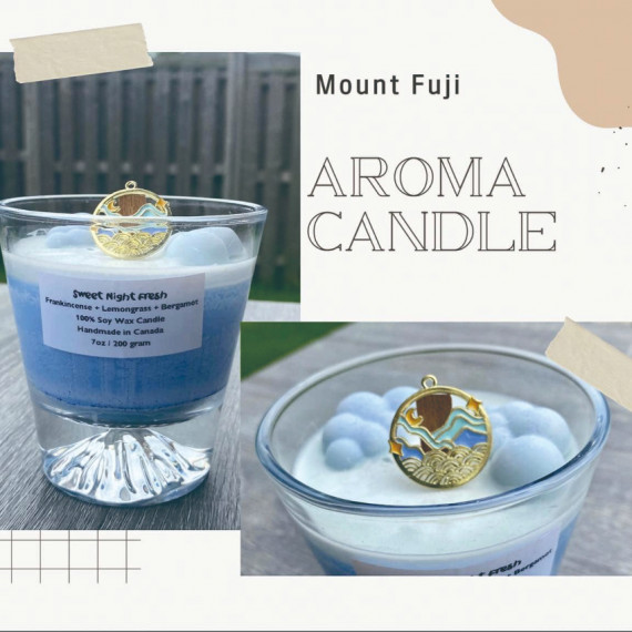 Handmade Aromatherapy Candles with Mount Fuji whisky glass & charms